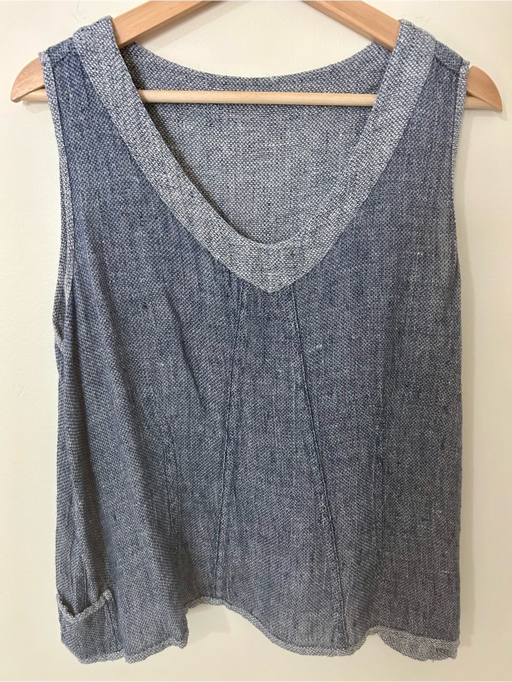 Vintage 90s FLAX 100% Linen Reversible Lagenlook Tank Top M